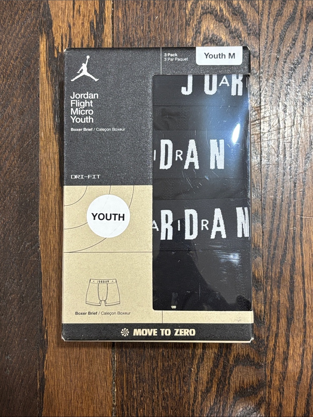 Jordan Youth Black Boxer Briefs 3 pack size M